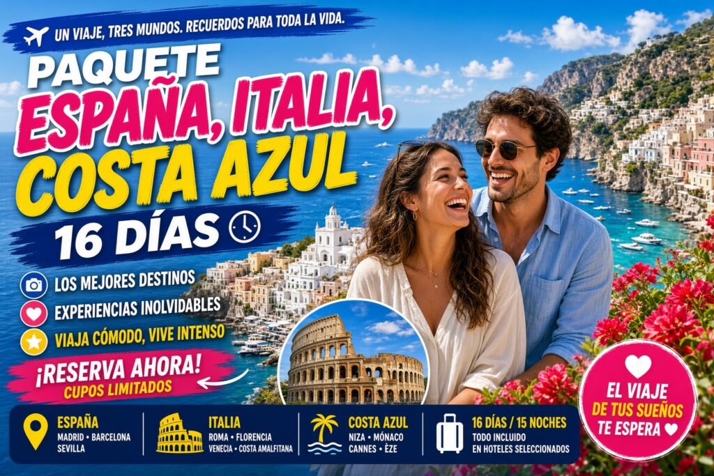 paquete españa, italia y costa azul