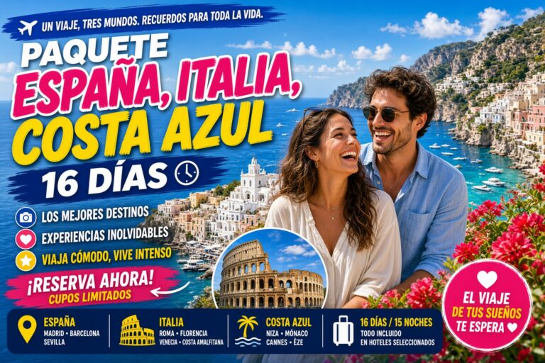 Paquete España, Italia, Costa Azul 16 días