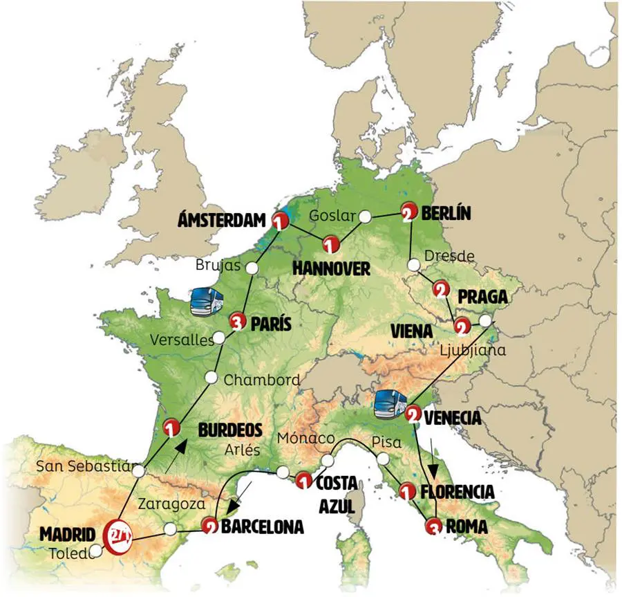 Mapa del recorrido Paso a Paso 25 días
